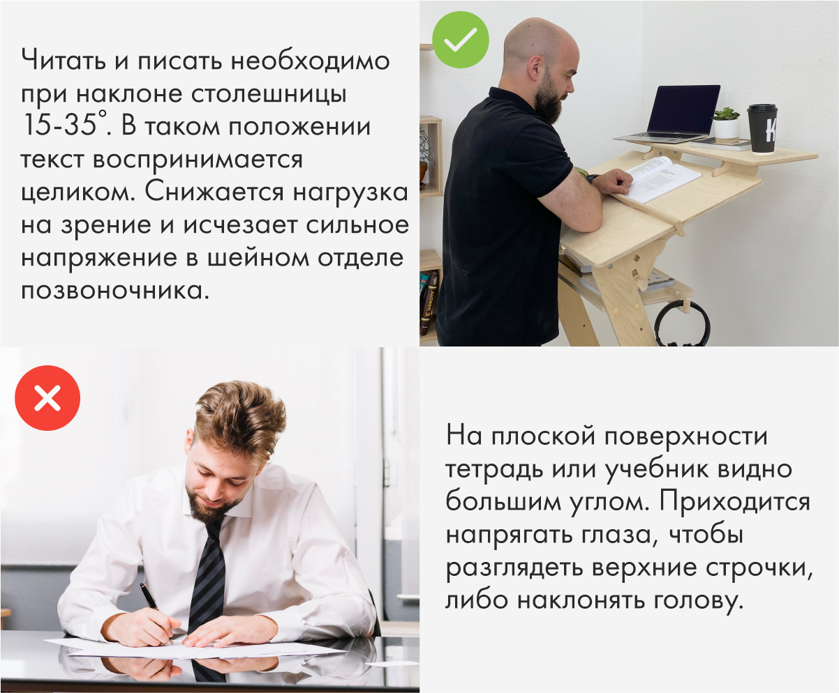 Стол конторка «Хронос XL» для работы стоя и сидя. Без покрытия